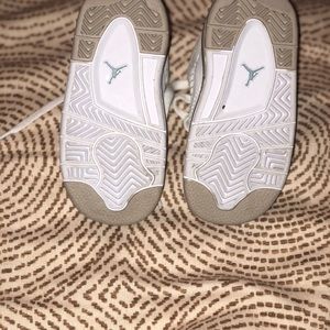 White and gray Jordan shoes